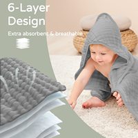 Muslin Cotton Baby Hooded Towel Baby Towels Newborn Essential 2 Pack 32x32 Inch Soft Absorbent Bath Towel for Infants Toddlers