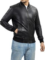 Blouson Bomber Noir Homme en Similicuir PU, Veste Motard Personnalisée OEM ODM, Vêtement d'extérieur en Gros pour l'Automne et le Quotidien