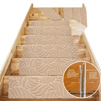 Marches d'escalier carrées antidérapantes en TPR, auto-adhésives sans colle, en tissu brossé, lavables en machine, motif quadrillé, best-seller transfrontalier