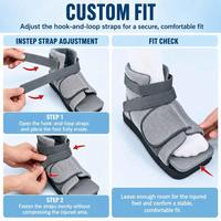 Chaussure post-opératoire montante à bout carré, orthopédique, bleue, en maille respirante, à semelle rigide compensée, pour correction des hallux valgus et fixation des blessures aux orteils
