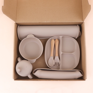 Biểu tượng tùy chỉnh du lịch BPA cấp thực phẩm miễn phí bé bộ đồ ăn Silicone hút tấm Bát trẻ em hiện đại ăn Silicone bé ăn Bộ - Product Image 1