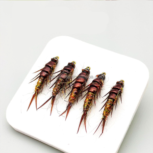 10 #   Señuelos de pesca <span class=keywords><strong>para</strong></span> trucha y pescado rojo: <span class=keywords><strong>Ninfas</strong></span> de mosca de la piedra con anzuelo, cabezas de jig con cuentas, señuelos de imitación, señuelos artificiales, señuelos con anzuelo de pelo <span class=keywords><strong>para</strong></span> pesca con ninfa. - Product Image 5