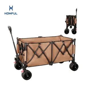 HOMFUL Heavy Duty Dobrável Vagão Carrinho Dobrável Dobrável Vagão Utilitário Mercearia Carrinho De Acampamento