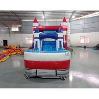 Château Gonflable Aquatique avec Toboggan, Maison de Rebond, Souffleur d'Air, Équipement de Jeu, Île de Jeux Combinée avec Toboggan - Meilleur Prix