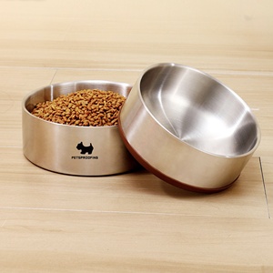 OEM <strong>Luxury</strong> Eco-Friendly Stainless Steel <strong>Pet</strong> <strong>Bowls</strong> Rounded Small Size Double Wall with Nonslip for Cats &amp; <strong>Dogs</strong> Water &amp; Food <strong>Bowl</strong> - Product Image 2