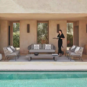 Set di Mobili da Giardino <span class=keywords><strong>in</strong></span> <span class=keywords><strong>Alluminio</strong></span>, Divani da <span class=keywords><strong>Esterno</strong></span>, Set da Pranzo per Cortile, Set Moderni per Soggiorno, Tavolo da <span class=keywords><strong>Esterno</strong></span>, Sedie da Relax Impermeabili - Product Image 1