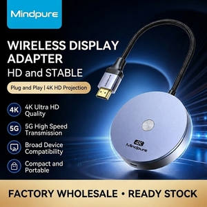 Mindpure 4K อะแดปเตอร์แสดงผลแบบไร้สาย5G Dual Band WiFi <span class=keywords><strong>HDMI</strong></span> dongle หน้าจอสะท้อนสัญญาณสนับสนุน AirPlay <span class=keywords><strong>Miracast</strong></span> DLNA โทรศัพท์ - Product Image 1