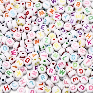 Perles en acrylique blanches avec alphabet coloré pour la fabrication de bijoux DIY, fournitures pour bracelets, perles rondes de 6 mm - Product Image 1