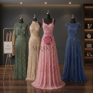 Designer Georgette Floor Length <b>Dress</b> <b>for</b> Women with Hand Embellished Stone Work Luxury Indian <b>Evening</b> Gown <b>Wedding</b> Party Wear - Product Image 3