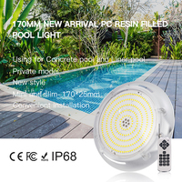 Projecteur LED de piscine 170 mm à montage en surface, étanche IP68, corps en PC, télécommande RGB, lampe sous-marine