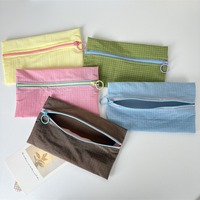 Pochette en coton avec fermeture éclair et logo personnalisé, sac de rangement multifonctionnel pour cosmétiques et maquillage, trousse à crayons, vente en gros pour femmes