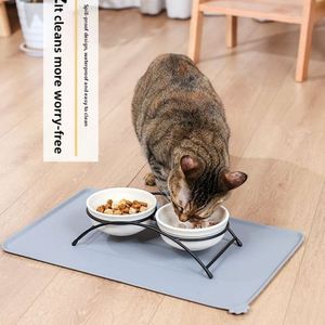 Wholesale <b>Silicone</b> Pet Feeding <b>Mat</b> Waterproof Dog Food <b>Mat</b> with Raised Edge Cat Food Tray Spill Proof Non-Slip Pad Custom Logo - Product Image 2