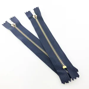 3# 4.5YG Navy Blue Color Copper Zipper For Casual Pants For Jeans For Cargo Pants