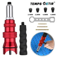 Adaptor Pistol Rivet Listrik 2.4mm-3.2mm-4.0mm-4.8mm Pistol Rivet Blind Core Rumahan, Alat Rivet dari Paduan Aluminium, Pistol Rivet Tanpa Kabel