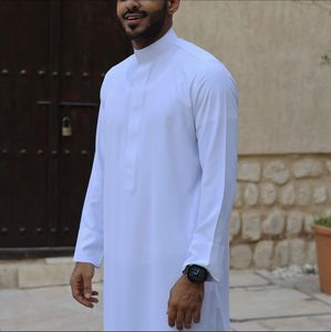 ثوب أنيق أبيض سعودي بياقة بيضاء رجالي بأكمام طويلة عرقية شالوار كاميز بوليستر مقاوم للساكنة تنفس XS - Product Image 6