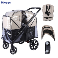 Chariot de Camping Pliant de Luxe Tout-Terrain 6 en 1 avec Auvent Détachable, Poussette Double à 2 Places pour Enfants et Bébés