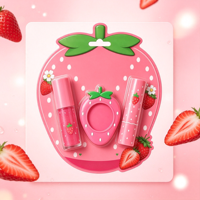 SIYIPING 2026 – Nouvelle collection populaire de baumes à lèvres à la fraise en gros – Kit de maquillage 3-en-1 : huile et baume à lèvres aux fruits mignons