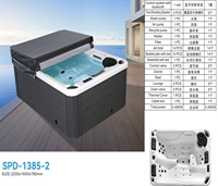 Système de thermostat Bluetooth pour spa extérieur noir moderne, bain à remous avec 14 jets à bulles et lumière, garantie de 3 ans, pour salle de bain et hôtel