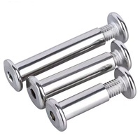 Vis de connexion pour meubles en acier inoxydable 304 à tête plate ronde hexagonale et jeu de vis de verrouillage avec écrou à barillet et bride
