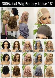 Letsfly 77$ Promotion Bouncy Loose 4x4 Lace Closure Wigs 18inch 300% Gray P613/18# Raw Virgin Hair 100% Human Hair Wholesale 10A - Product Image 3