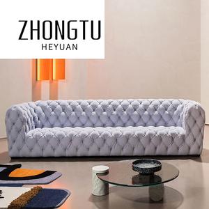 โซฟาสไตล์อิตาลีหรูหราทันสมัยสำหรับโรงแรมโซฟาในร่มหุ้มด้วยผ้ากำมะหยี่สีขาว - Product Image 3