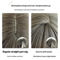 Perruque complète MEILASI pour femme, cheveux longs, franges aériennes, bouclée, naturelle et volumineuse, nouvelle mode, sans cheveux humains, 310g - Vente chaude transfrontalière