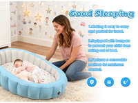 Matelas Gonflable de Voyage pour Enfants avec Côtés Surélevés, Design Portable, Motif Étoiles et Lune, Housse Amovible Lavable, Matériau PVC