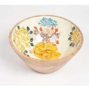 Nuevo diseño de madera frutero pegatina esmalte impreso diseño Mango madera cuenco redondo perfecto para nueces dulces aperitivos - Product Image 6