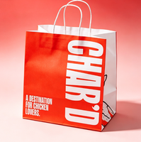 Sacs à emporter en papier kraft biodégradables et recyclables avec poignées, personnalisables avec logo, pour la restauration rapide en gros