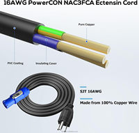 Cable de Alimentación de 3 Pines Tipo B NEMA 5-15P a PowerCON, 20A, Conector de Entrada PowerCon de 3 Pines para Pantalla LED de Iluminación de Escenario
