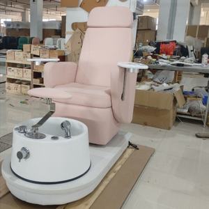 Chaise de pédicure rose avec bain de pieds à remous et pompe de vidange pour salon de beauté D Beauty - Product Image 5