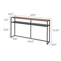 Table console longue Home Tower pour entrée ou couloir, table étroite à placer derrière un canapé avec plateau et étagère en métal - Acier