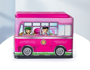 Salvadanaio per Bambini a Forma di Autobus in Latta Personalizzato, Confezione Regalo per Risparmi, Rettangolare, Riciclabile, Artigianale - Product Image 1