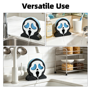 Portaspugne a forma di Ghost Face di Halloween, con drenaggio rapido, organizer da lavello per cucina, porta spugne per pulizia a tema horror/cartoon, gadget per la casa - Product Image 5