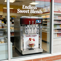 Machine à glace molle et desserts polyvalente pour usage commercial, avec porte transparente pour une visibilité optimale, idéale pour les coupes d'açaï