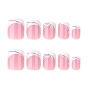 24 <span class=keywords><strong>Uñas</strong></span> Acrílicas Hechas a Máquina, Estilo Francés Blanco Simple, <span class=keywords><strong>Uñas</strong></span> Postizas <span class=keywords><strong>Cortas</strong></span> Cuadradas, Diseño de <span class=keywords><strong>Uñas</strong></span> al por Mayor - Product Image 5