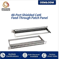 Panel Patch Shielded 48 Port 1U High Density Rack Mount dengan Bar Manajemen Kabel