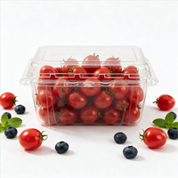 Transparante fruit- en groenteverpakking, grote capaciteit, voedselveilig, gerecycled PET, verse supermarkt groothandel, met scharnierend deksel