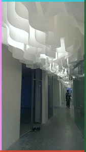 יוקרתי לבן בצורת בצורת בצורת טבעת וילון עם רצועות אור רעלה וילון בתקרת חתונה ייחודית - Product Image 6