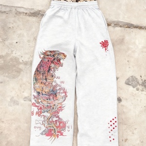 ผู้ผลิตเสื้อผ้า OEM กางเกงวอร์มขาบานทรงหลวมพิมพ์ลาย DTG แบบสั่งทำพิเศษ 100% ผ้าฝ้าย - Product Image 1