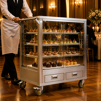Chariot de maintien au chaud des aliments en acier inoxydable commercial à 4 niveaux, chariot mobile pour aliments chauds avec portes coulissantes pour la restauration