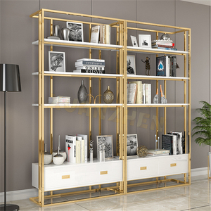 Muebles de sala de estar, nuevo diseño, estanterías de cristal de acero inoxidable, estantería <span class=keywords><strong>Montessori</strong></span>, estantería de biblioteca de madera <span class=keywords><strong>blanca</strong></span> - Product Image 6