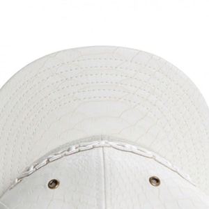 Made in Vietnam White Leather <b>Flat</b> Brim <b>Cap</b> with Embroidered Lettering Stylish Casual and Unique Headwear for Men and <b>Women</b> - Product Image 4