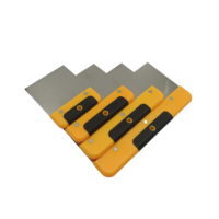 4pcs large métal grattoir mastic grattoir spatule de peinture avec deux-couleur poignée en caoutchouc