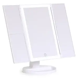 LED Vanity Mirror with Lights Lighted Makeup Desk Mirror with Touch Control Lighting 2X 3X Magnification Adjustable Rotation