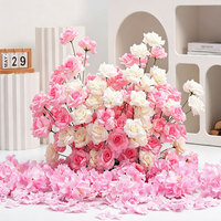 Composition florale artificielle cascade pour table, roses roses et blanches, hortensias, chemin de table pour mariage, banquet, événement, décoration personnalisée