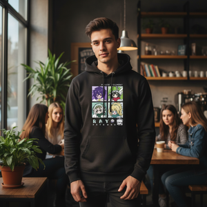 Felpe con Cappuccio Casual Personalizzate 300g Nere con Stampa 3D Ricamo Anti-Piega Tessuto French Terry con Design Invecchiato - Product Image 3