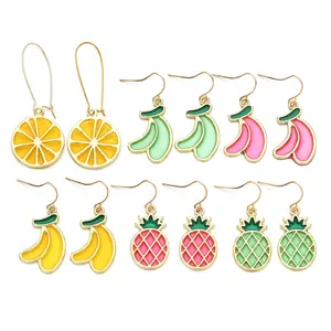 Trendy Fruit banana pineapple oranges Drop Earrings For Women Fashion jewelry Personality Summer Long Pendant Earrings