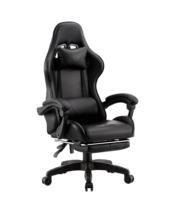 Chaise de jeu ergonomique en cuir avec repose-pieds, massage rafraîchissant et base pivotante