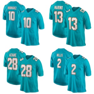 Vente en gros de maillots de football américain brodés pour hommes, Miami Dolphins Achane, 10 Jacob Rodriguez, <span class=keywords><strong>2</strong></span> Malik Willis, uniforme de football - Product Image 1